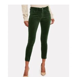 L’AGENCE Margot Velvet Skinny High Rise Pants Green Size 25